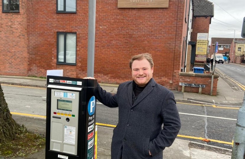 Oliver Johnstone is campaigning for free parking at weekends 