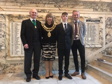 Liam Welcomed by Mayor and Cllr Tom Dowse